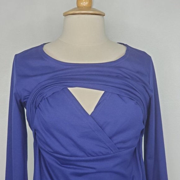 SMALLSHOW Navy Long Sleeve Knit Maternity Nursing Top NEW NWT Size M - Picture 7 of 13
